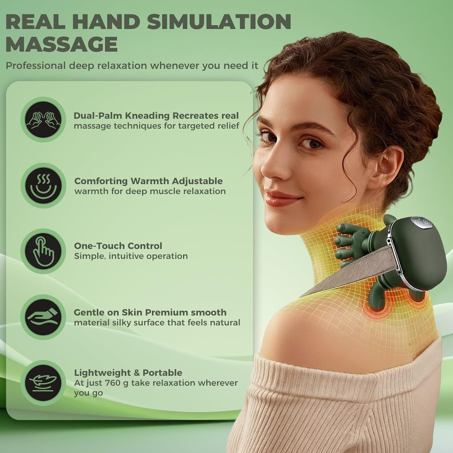 Shoulder and Neck Massager with Heat, 4D Bionic Heated Neck Massage with Fingers Simulates a Real Palm Massage for Pain Relief Deep Tissue, Relaxation Muscle Tension, Ideal Gift for Men Women