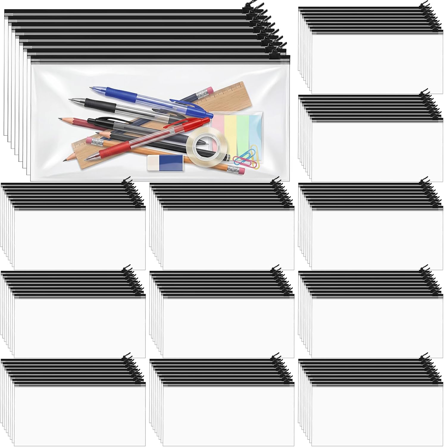 ReliThick 300 Pack Mesh Zipper Pouches Bulk, Black