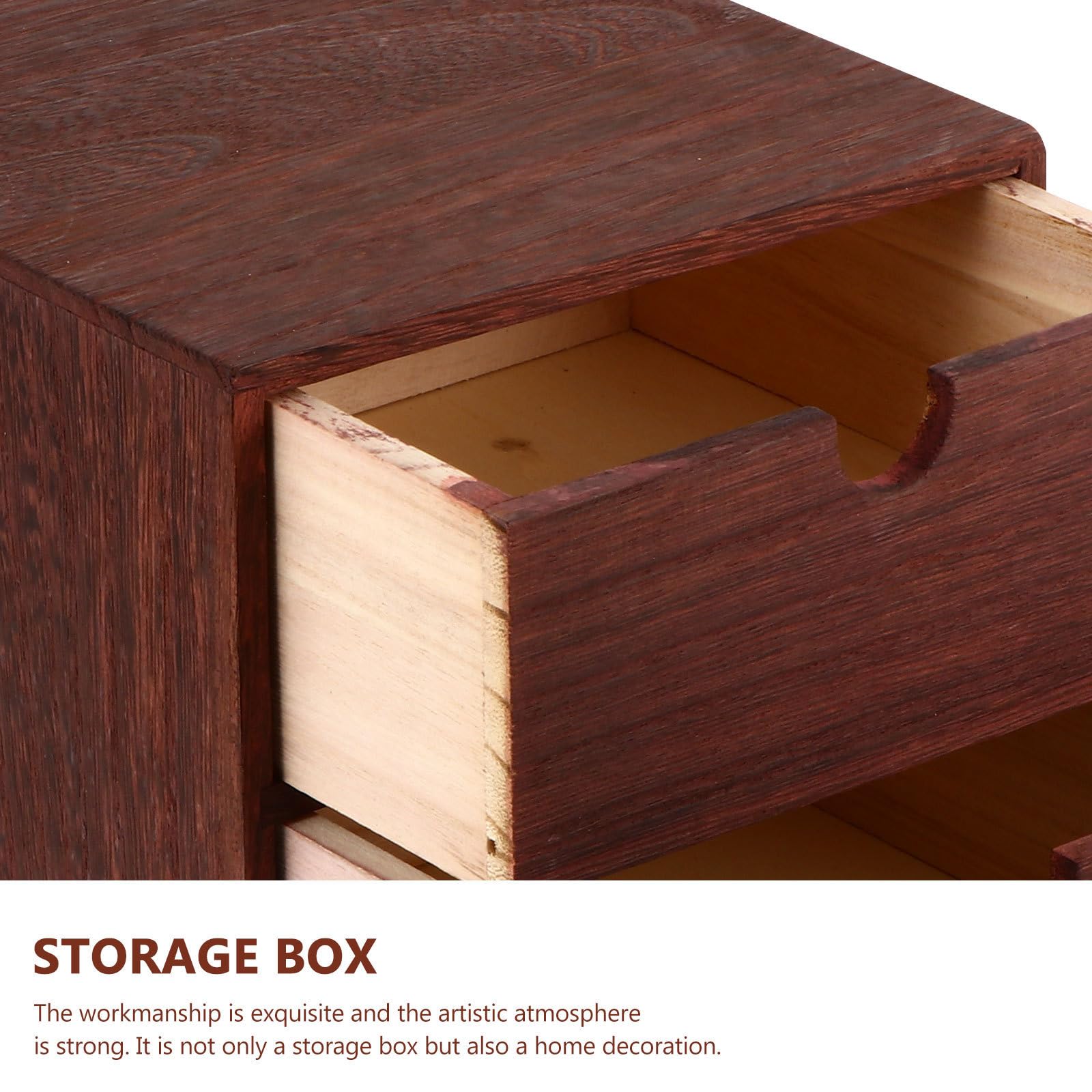 Scatola Portaoggetti da Scrivania in Legno, Vintage, 4 Cassetti