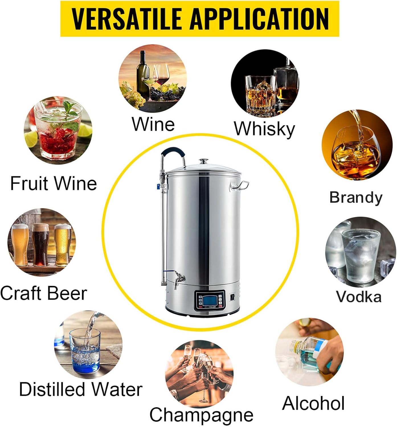 30L/40L/60L Electric Home Beer Brewing System with Auto/Manual Modes, 100-2500W Power, 25-100℃ Temperature Control, Timer for Home & Commercial Brewing (Deluxe Edition 40L)