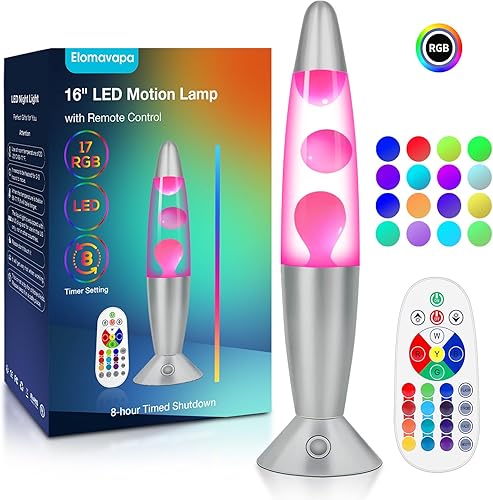 Miniatura 11 de Lámpara de Movimiento Líquida de 17 Colores con Control Remoto: Luz Nocturna LED de 34.3 cm para Niños y Adultos - Lámpara de Mesa Relajante para