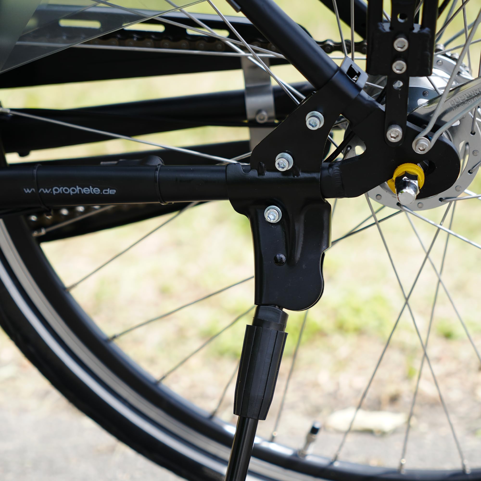 Prophete Hinterbau-Seitenständer für Fahrrad, höhenverstellbar 24–28 Zoll, Aluminium, schwarz, Stabiler Verstellbarer Fahrradständer für MTB, Trekkingrad inkl. Befestigungsschraube Sport & Freizeit