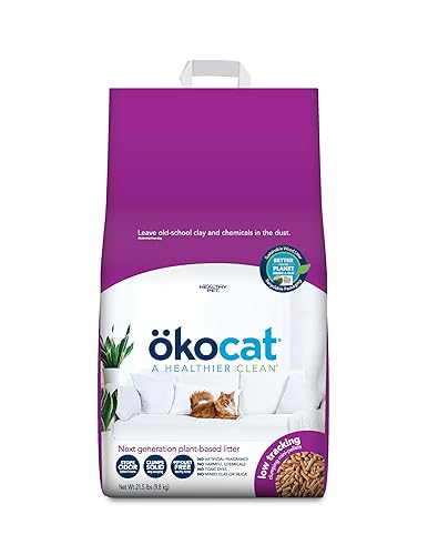 ökocat Less Mess Low Tracking Wood Clumping Cat Litter Mini- Pellets, Unscented, 21.5 pounds - Natural Ingredients, Stops Odor, Clumps Solid, 99% Dust Free, Great for Long-Hair Breeds - Large 21.5 lbs - Less Mess