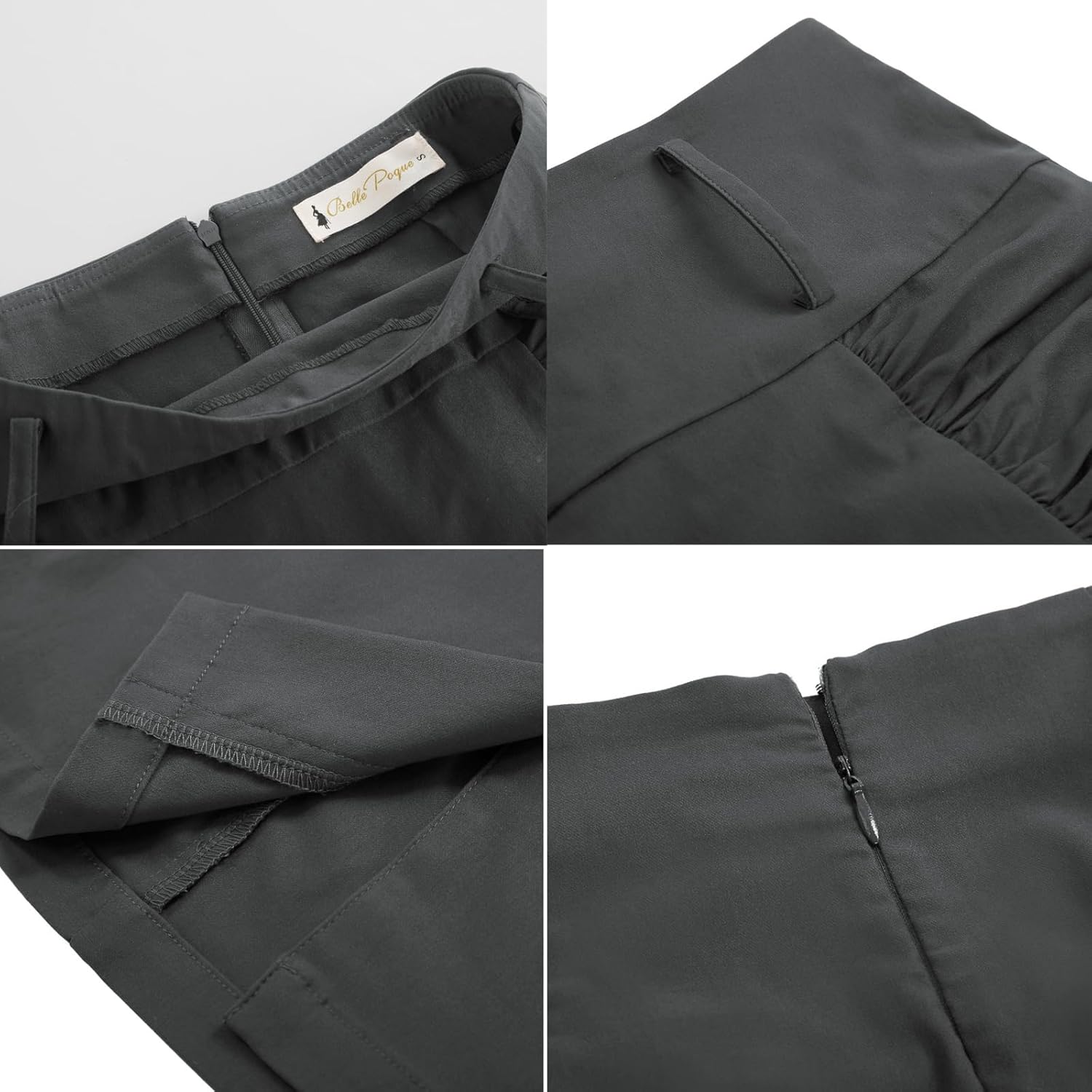 Belle Poque Women Pencil Skirt High Waisted Midi Pencil Skirt with Belt - Image 5