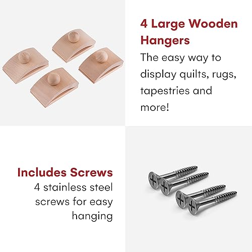 Miniatura 8 de Classy Clamps - Ganchos de pared de madera para colcha, 4 clips grandes (negro) y tornillos para colgar en la pared, ganchos de tapizcolcha, clips