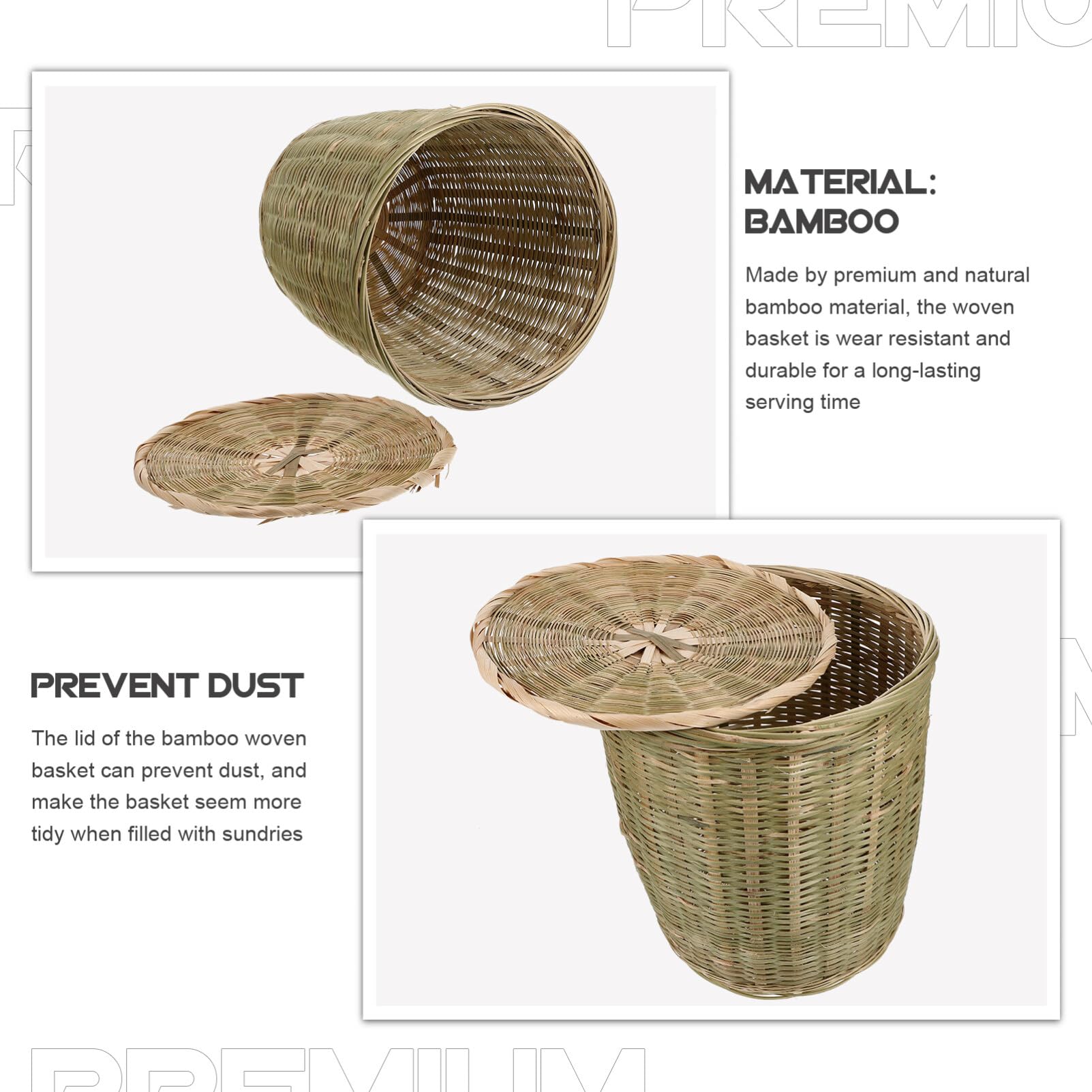 Operitacx Cestino Rotondo In Rattan Con Coperchio Cestino Intrecciato Della Spazzatura In Vimini Della Spazzatura Cesto Portaoggetti Naturale Vasi Fiori In Rattan Cesto