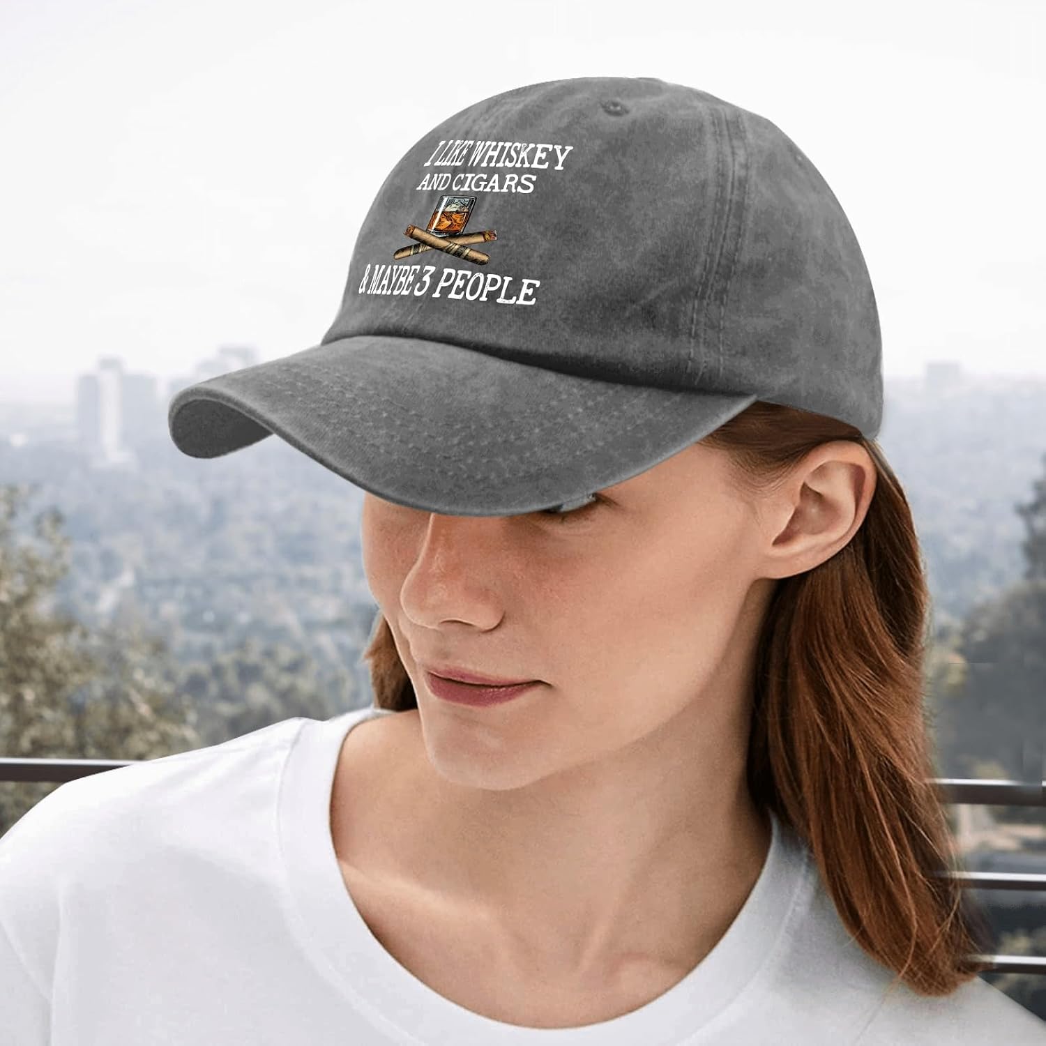 I Like Whiskey and Cigars and Maybe 3 People Beach Hat Cute Hat Black Trucker Hat Gifts for Dad Cycling Hat image 5