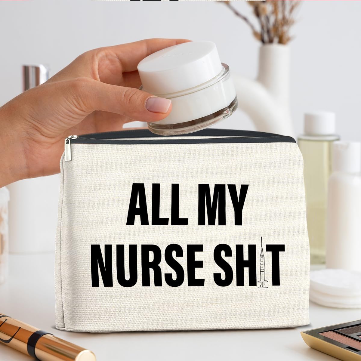 Funny Nurse Makeup Bag Gifts for Women, RN Nurse Practitioner Nursing Assistant Gifts Cosmetic Bag Zipper Pouch - Image 6