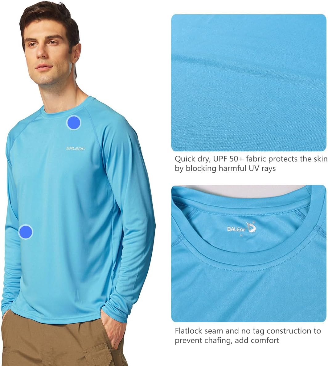 baleaf Mens UPF 50+ Sun Protection Shirts Long Sleeve Rash Guard, Quick Dry 4-Way Stretch for Fishing Swimming Surfing thumbnail