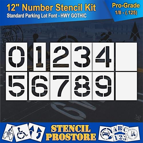 Miniatura 2 de Plantillas de pavimento  Juego de plantillas de número de 12 pulgadas  (12 piezas)  12 pulgadas x 9 pulgadas x 18 pulgadas (128 mil)  Grado