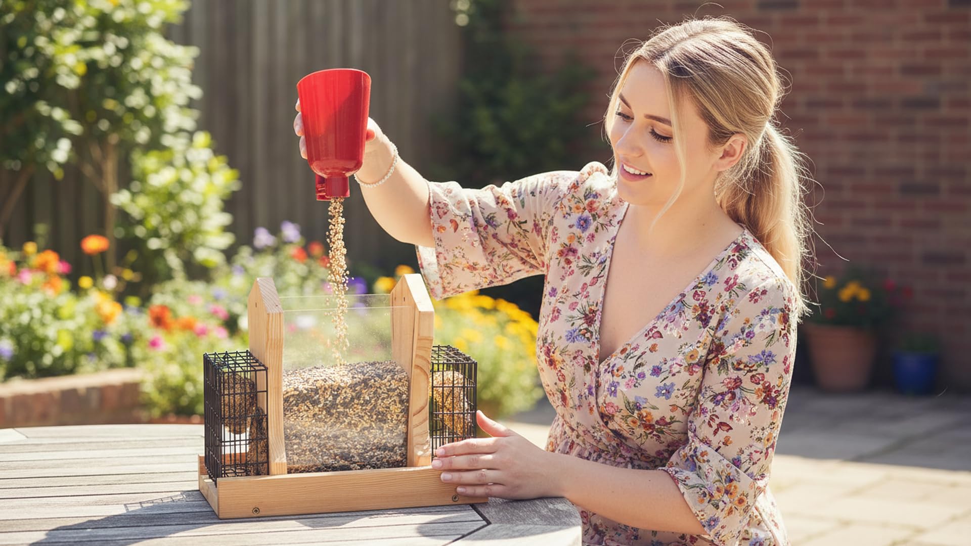 XL Hopper - Comedero para pájaros para exteriores, kits de comedero de pájaros para adultos para construir, comedero de rancho con jaulas de sebo - Cedro rojo resistente de 3/4 pulgadas - Larga