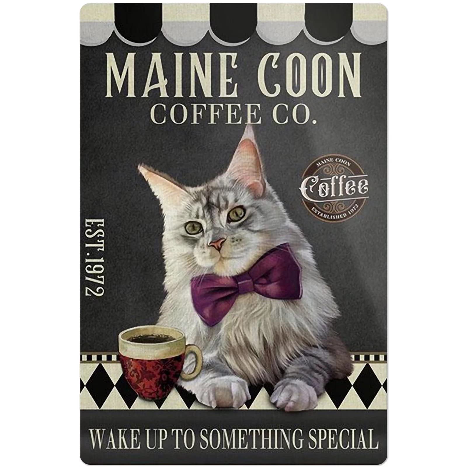 Targa Metallica Vintage Maine Coon - Decorazione Parete 20x30cm Per Amanti Dei Gatti - Foto 1