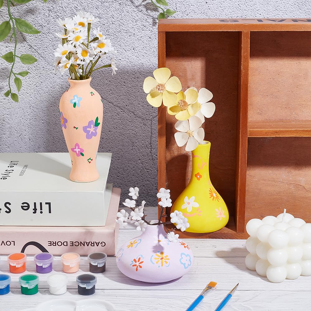 WEBEEDY Kit Pittura Vasetti In Ceramica 3 Dimensioni - Completo Di Colori E Pennelli Per Principianti, Regalo Creativo