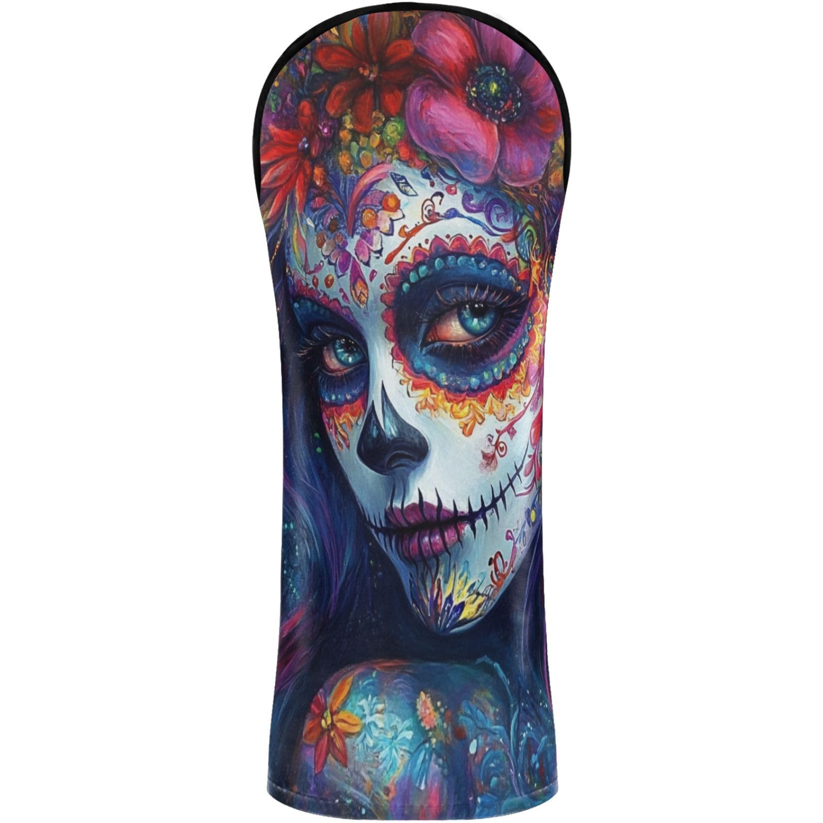 Golf Club Head Cover Headcover with Interchangeable No. Tags for Woods and Driver Fairway Hybrid Dia De Los Muertos Mexican Sugar Skull