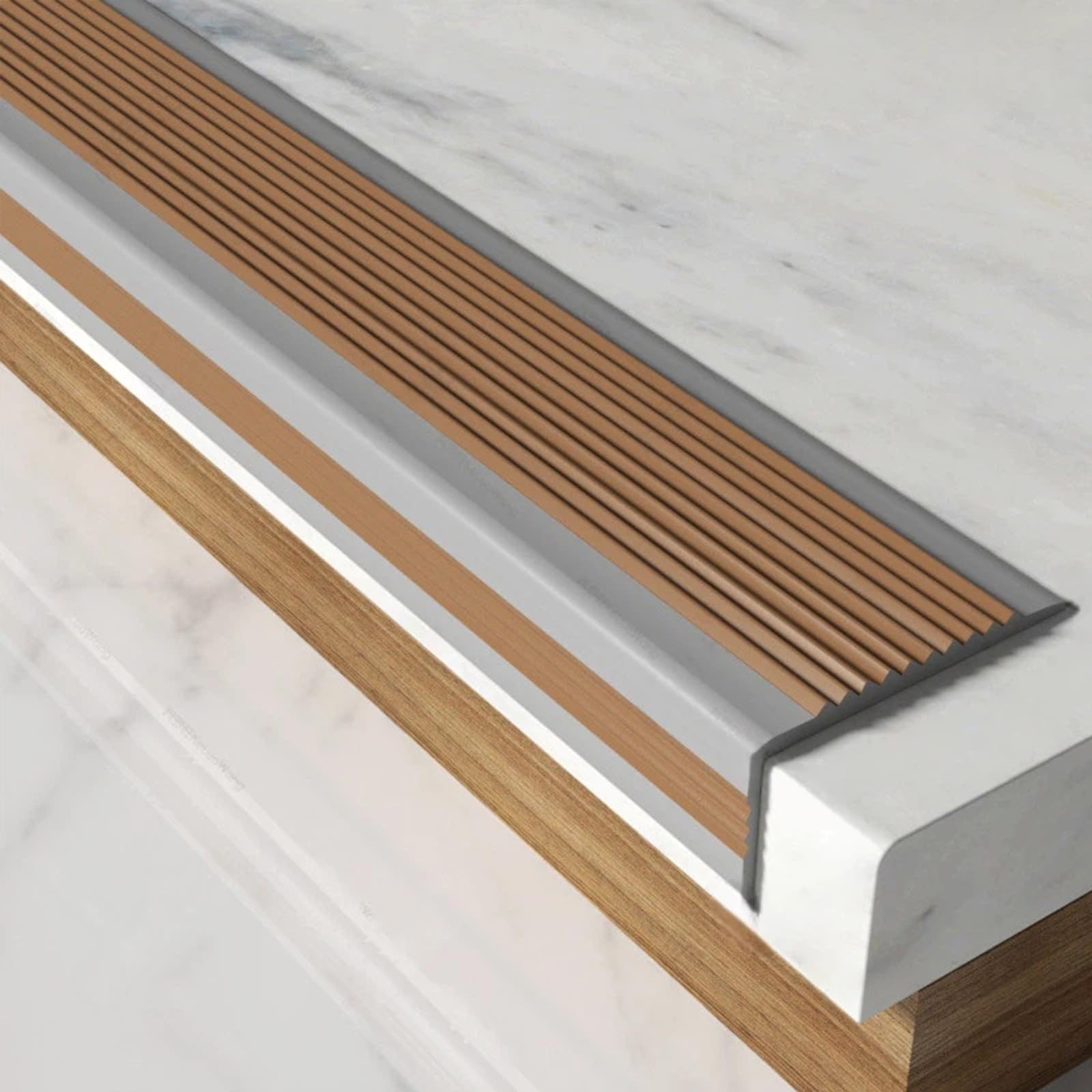 Profilo antiscivolo per gradini in PVC autoadesivo e ignifugo, 5 x 2,5 cm, 10 m, perfetto per scale sicure e uso domestico