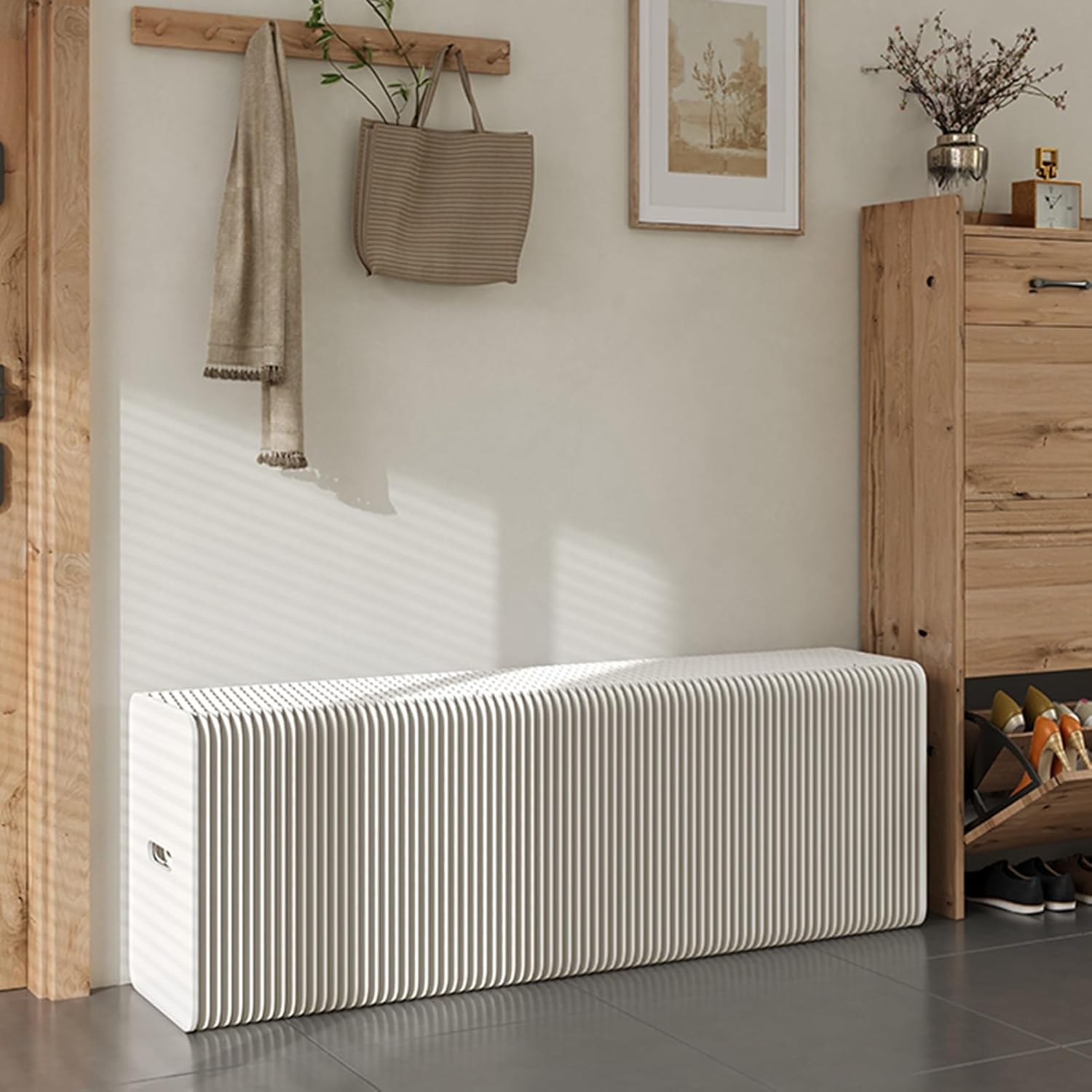 Folding Paper Bench with PU Seat - Modern Creative Accordion Honeycomb Relaxing Foot Stool for School, Kitchen, Living & Dining Room