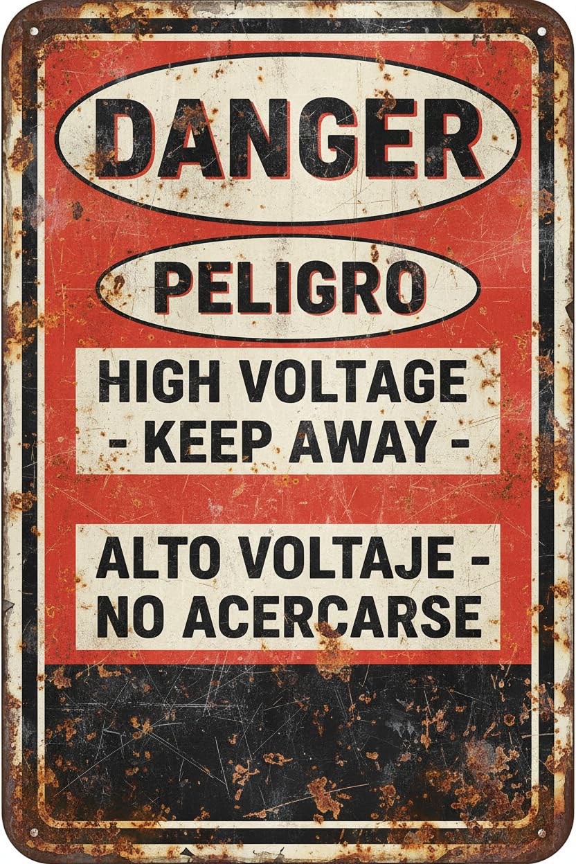 Wall Decor Bilingual Osha Danger Sign: In Front Of This Electrical Panel Must Be Kept Clear For 36 Inches Metal Sign 8 X 12 Inches Clear Signage For S, Fences Vintage Signs Aluminum Plates Printed