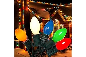 25Ft C7 Ceramic LED Christmas Light Strings with 27 Multicolor E12 Bulbs