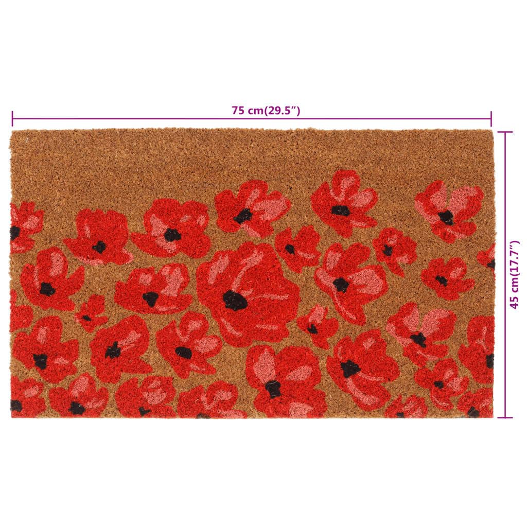 Kokosfaser Fußmatte 45x75 cm – Schmutzfangmatte Natur mit getufteter Kokosmatte, Rutschfester PVC-Unterseite, für Innen und Außen, einfache Reinigung