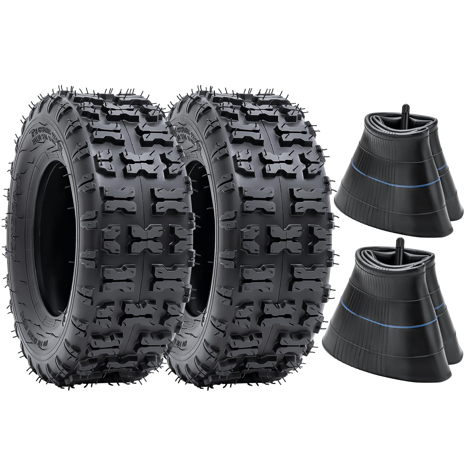 2 PCS13x5.00-6 Tires and 13X5.0-6(5.0/4.0-6) Inner Tubes for 4 Wheelers ATV,Quad Lawn, Mower, Wheelbarrows, Go Kart,Snow Blower, Tractors, Hand Trucks, Trolleys, Mini Bike Tires (P-094)