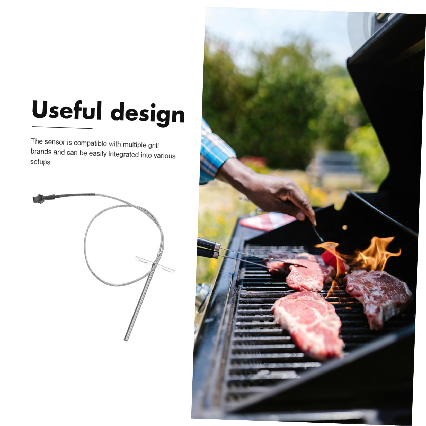 Hemobllo 5 Juegos Sensor de temperatura cocinando Carne máquina de parrilla termómetro digital probeta de temperatura accesorios de parrilla sondas de temperatura Acero inoxidable Plata