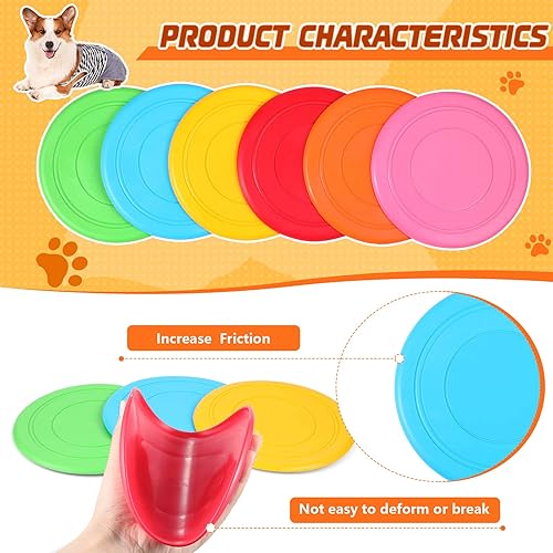 Miniatura 4 de Syhood 6 discos voladores para perros de goma suave para entrenamiento de perros, discos voladores para jugar al aire libre, para jardín de