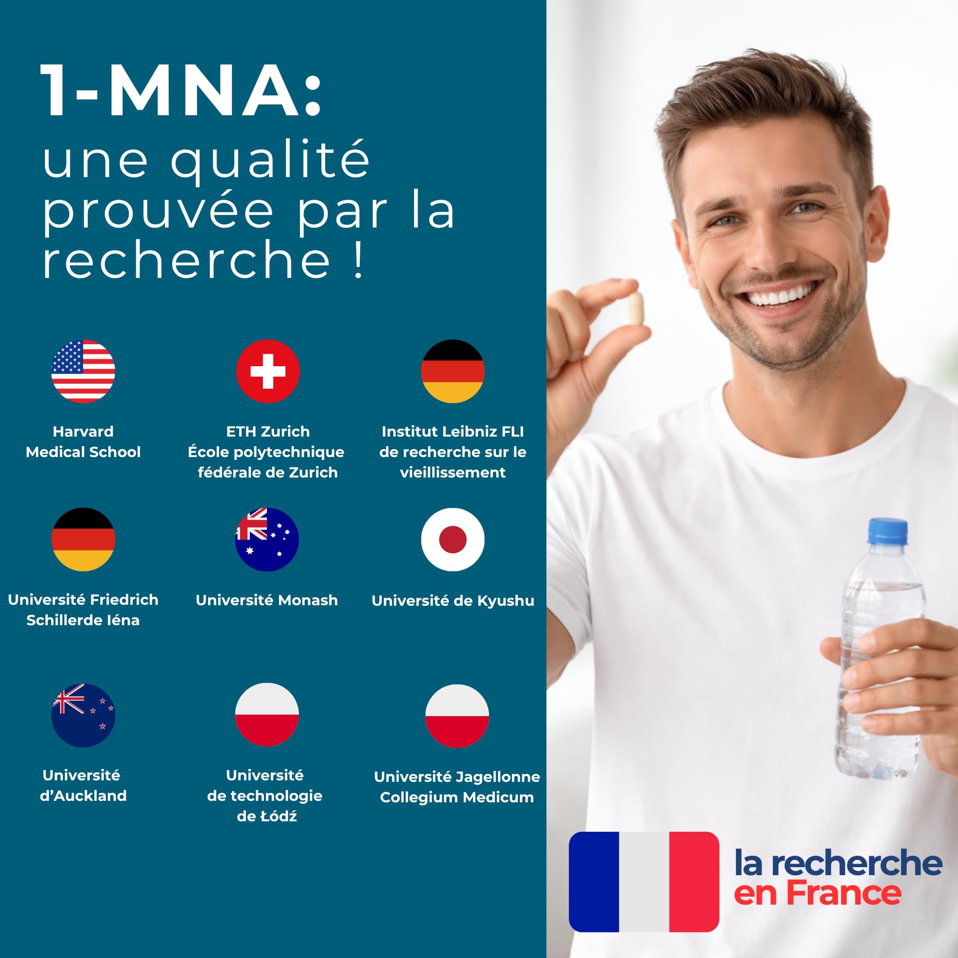 1-MNA, Supplément Anti-âge, Optimise le NAD+, Biohacking, Soutien à la Santé Cellulaire, Formulé Scientifiquement avec une Biodisponibilité Améliorée, 30 Capsules