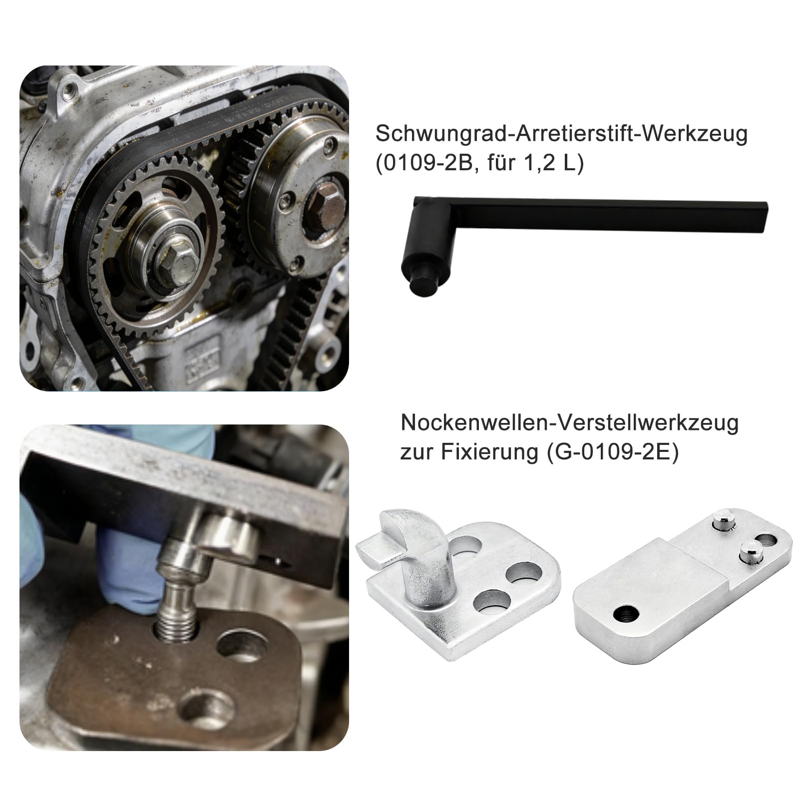 Motor Zahnriemen Werkzeug Einstellwerkzeug,Kompatibel mit Citroen,Peugeot,Opel,für 1.2 Vti (VVT) /GDI PureTech Benzin,109-2C,109-2D,0109-2B,G-0109-2E