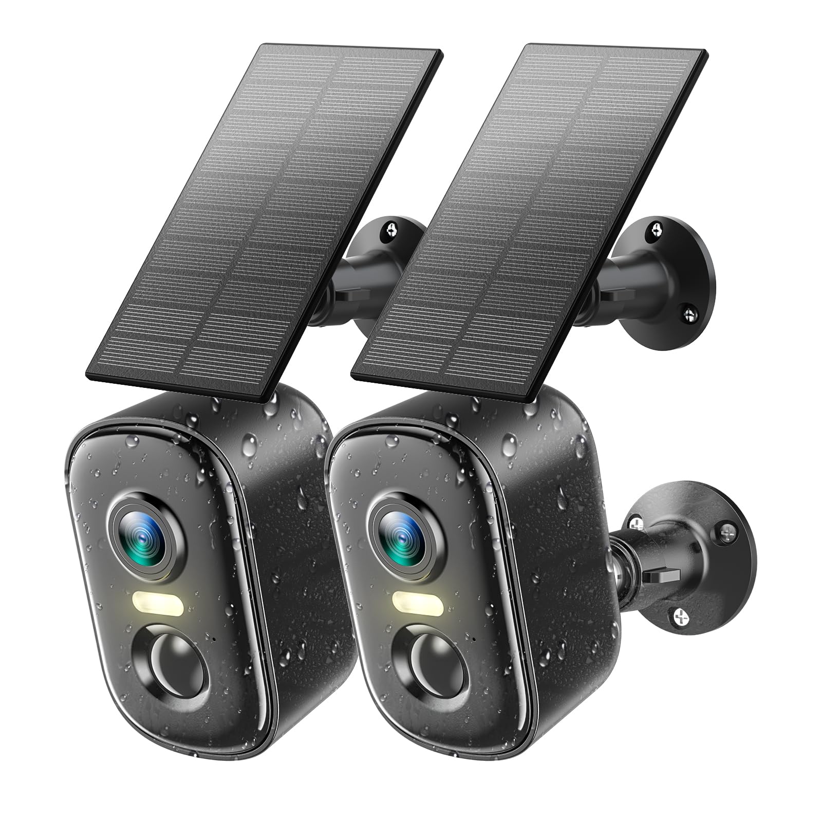 Rocktone Solar Camera Outdoor Wireless, Battery Powered WiFi Cameras for Home Security with AI Motion Detection, 2K Color Night Vision, 2-Way Talk, Siren Alarm, IP66, Cloud/SD Storage, 2 Pack