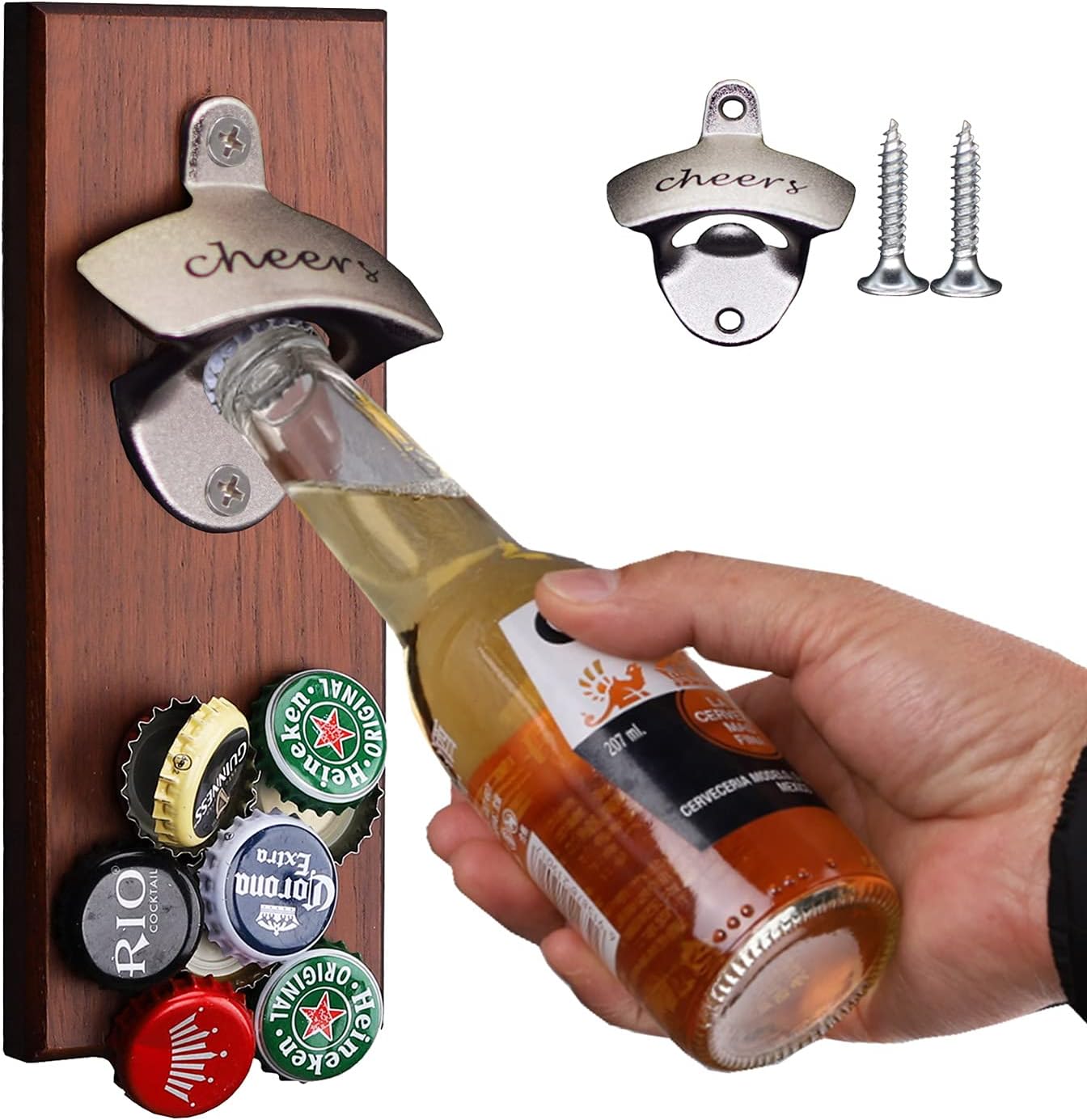 Birthday Gifts for Men Dad - Magnetic Beer Bottle Opener Wall Mounted with Auto Catcher, Novelty Beer Gifts Ideas for Dad Husband Him, Home Bar Accessories, Pub, Garden, Man Cave, Housewarming