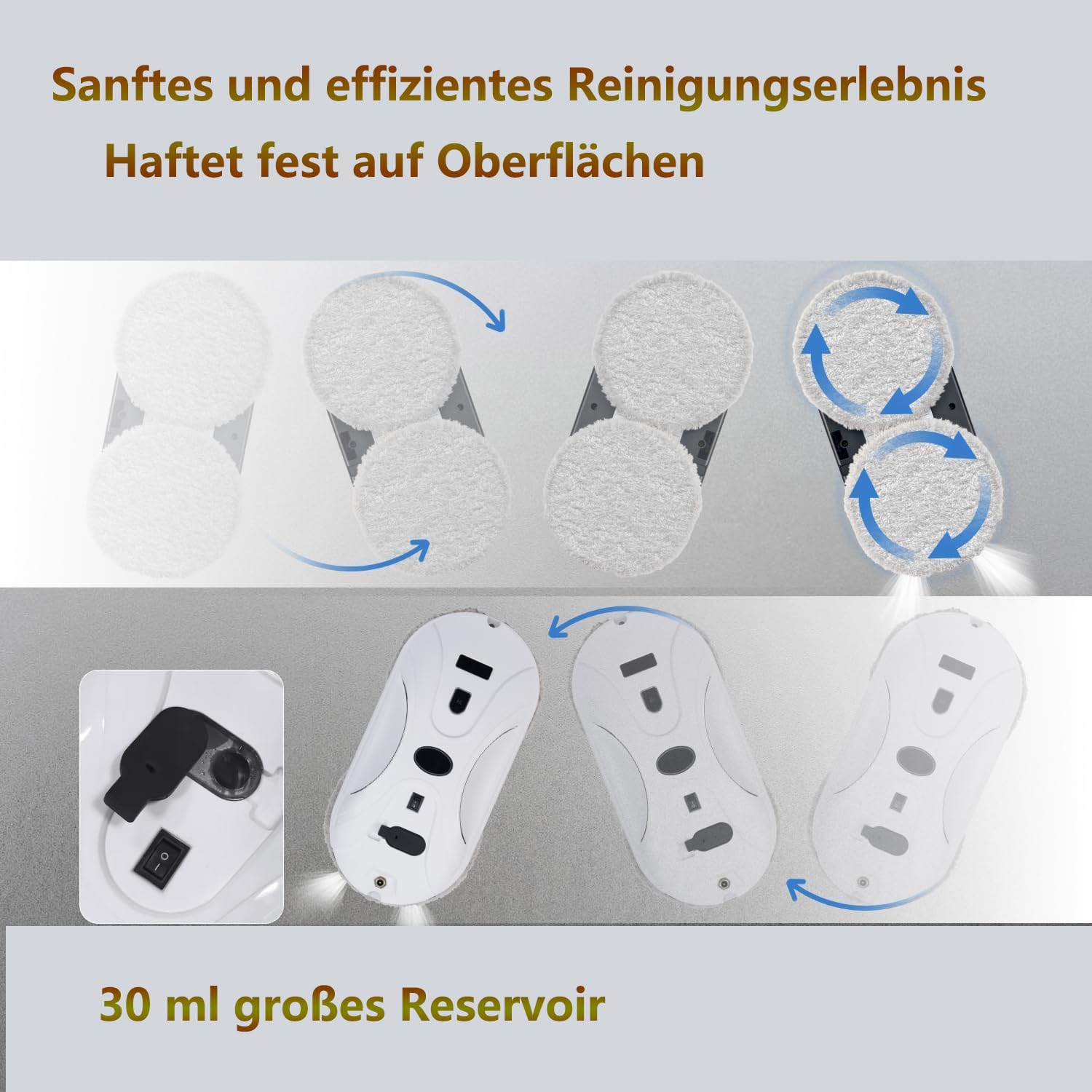 Fensterputzroboter Automatischer Fensterreinigungsroboter Fensterroboter Mit Wasserstrahl, Fensterreiniger Roboter Elektrisch Fenstersauger 5600pa Starke Saugkraft für Große Außenfenster
