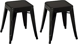 Norwood Meble komercyjne NOR-IAH3021-BL-SO Tolix styl metalowy przemysłowy stołek, 45 cm, czarny (2 sztuki)