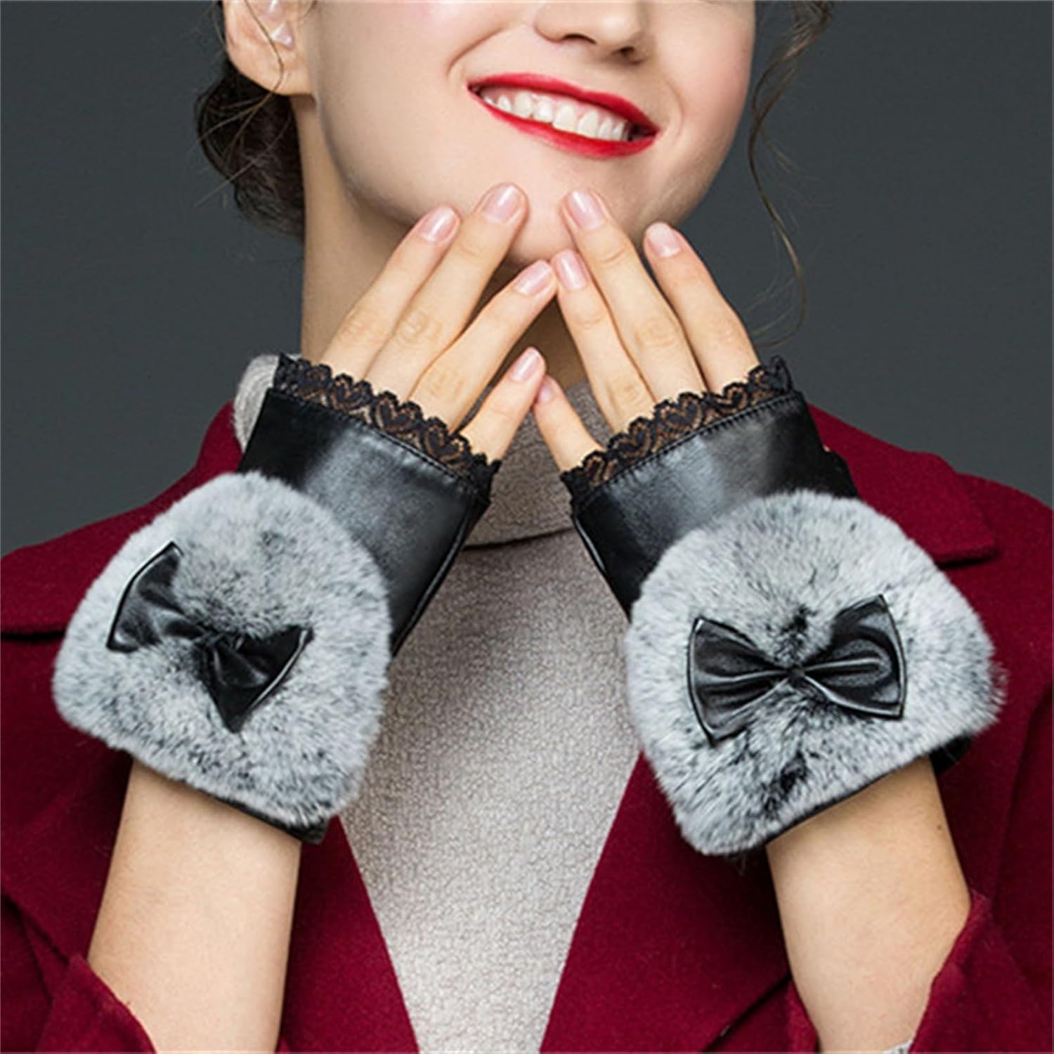 [小さな店] 手袋 レディース 保温手袋 レディース レザー ハーフフィンガー グローブ 暖かい ライティング グローブ 防寒女性