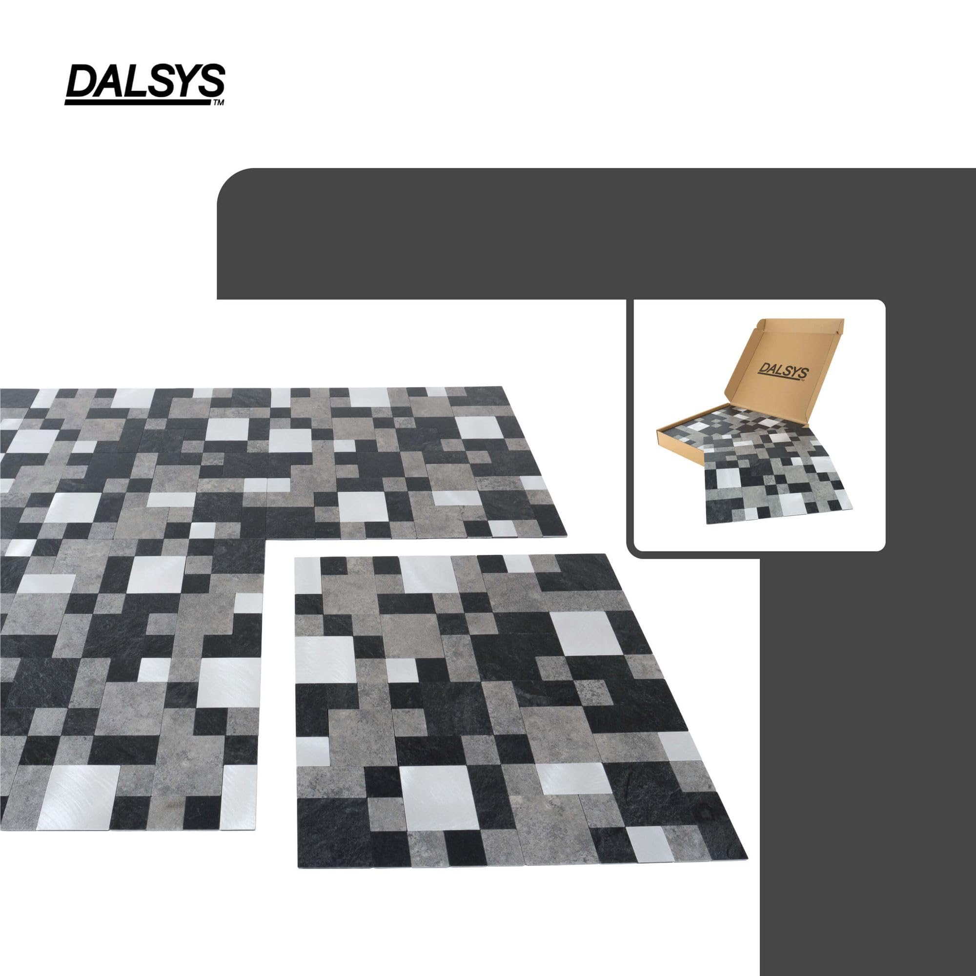 11x Panele ścienne samoprzylepne kamień 1m² Czarny, szary/srebrny