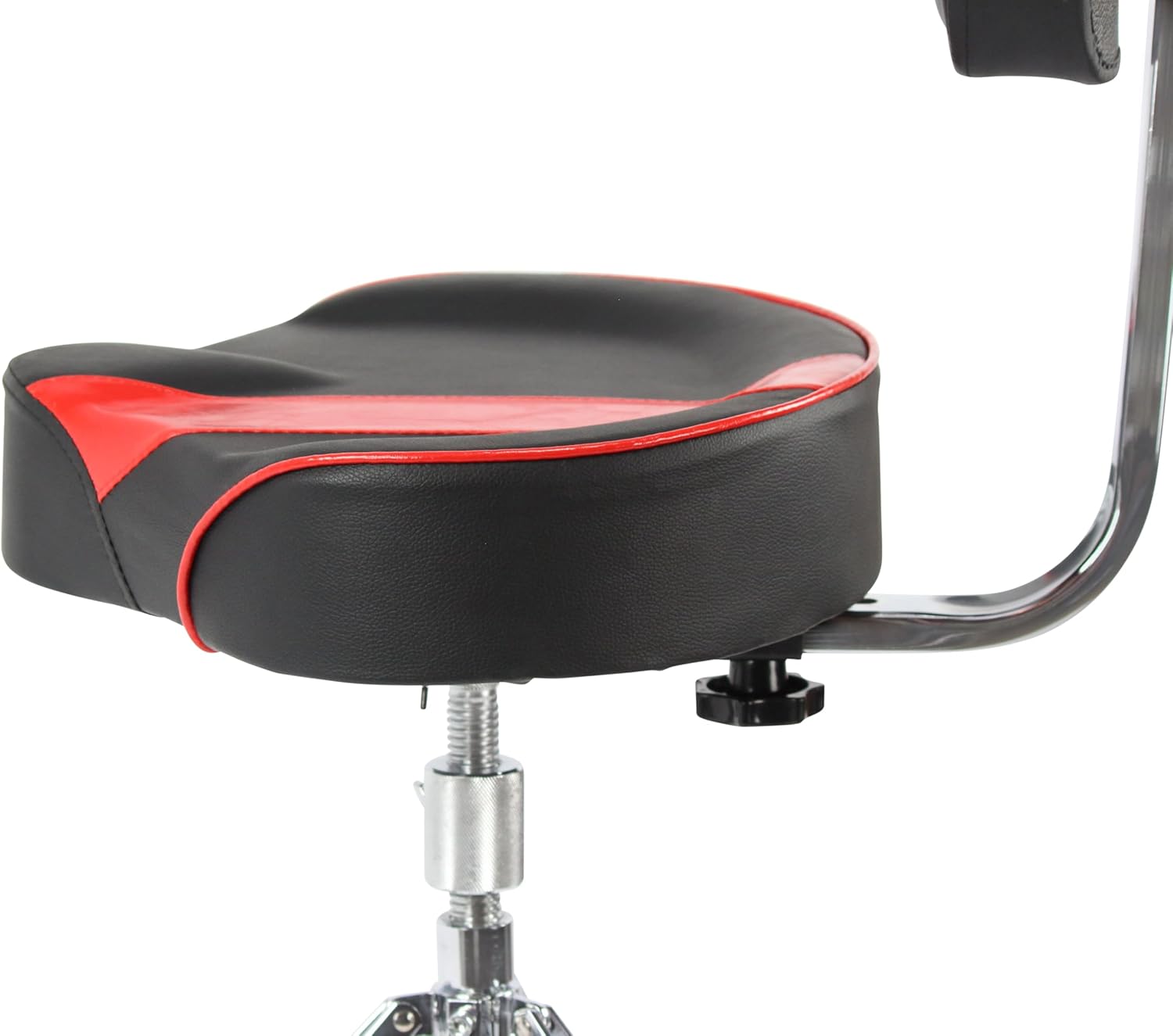 Griffin Drum Throne with Backrest Support (Swivel ProROCK Series) – Saddle Seat Biker-Style Padded Percussion Chair, Height Adjustable for Drummers & Musicians