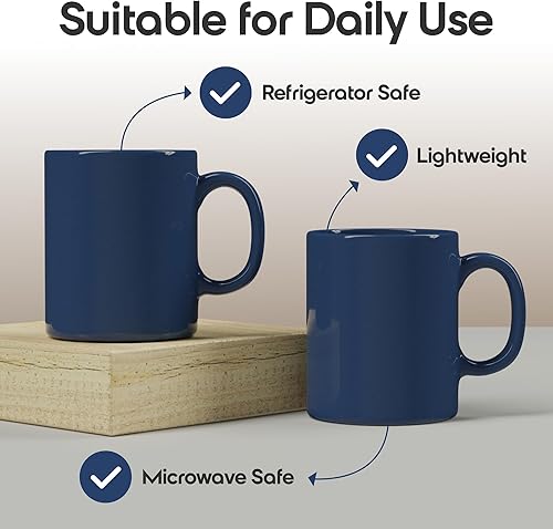 Miniatura 7 de Omniware Teaz Cafe - Juego de 4 tazas de café clásicas de 11 onzas, tazas de café de gres vintage, nostálgico inspirado en los años 50, estética