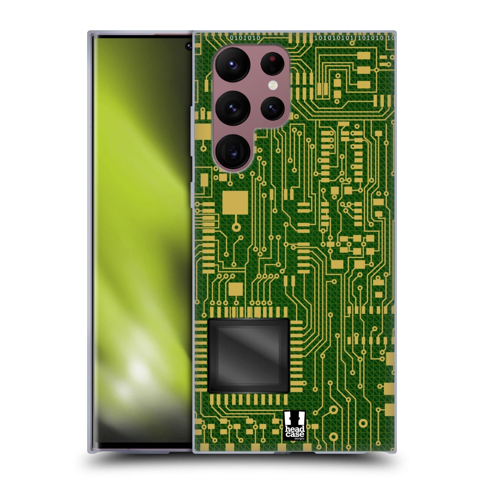 Head Case Designs Dark Green Circuit Boards Soft Gel Case Compatible with Samsung Galaxy S22 Ultra 5G