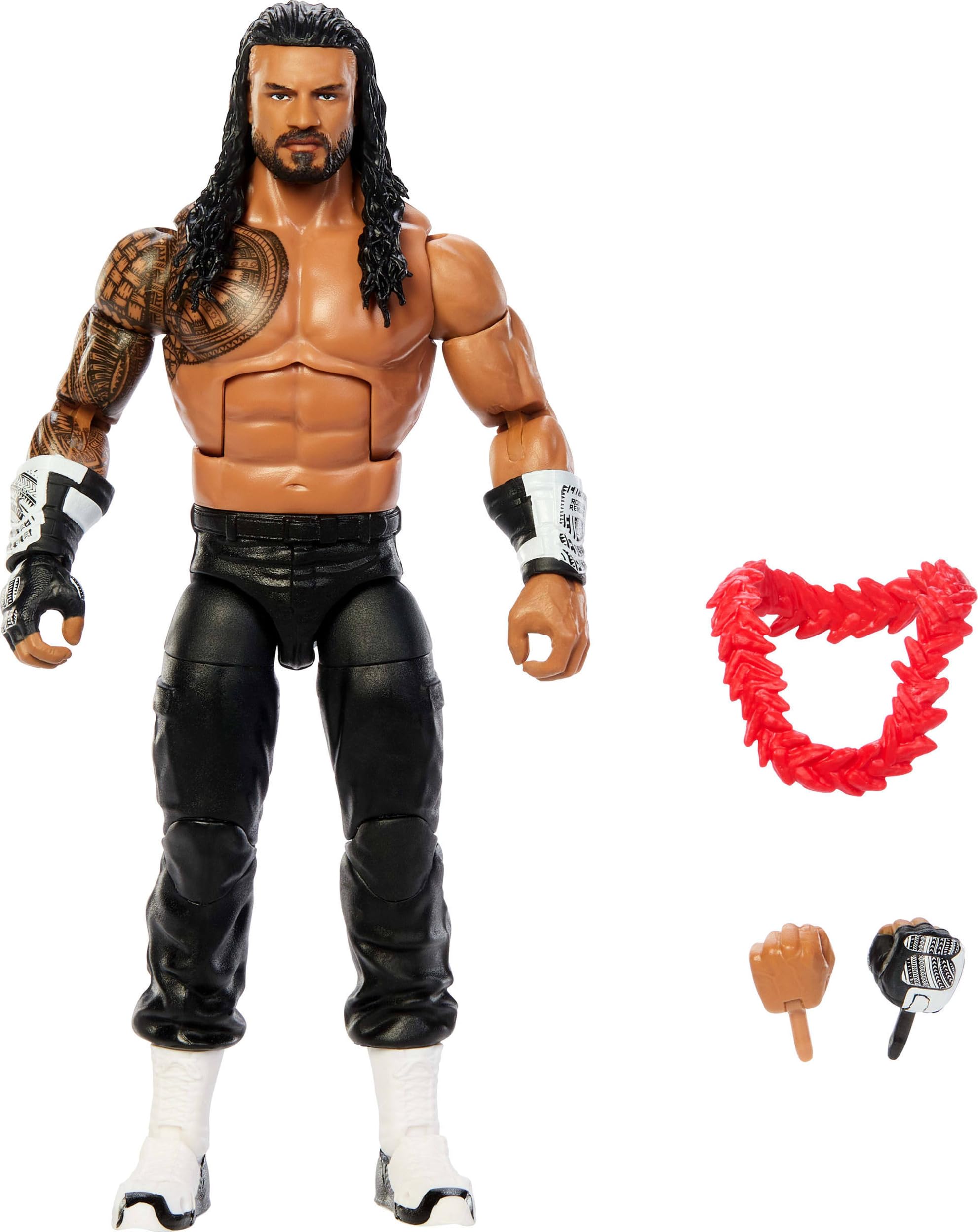 Mattel WWE Elite Action Figure & Accessories, Series #126 Set, 6-inch Collectible Roman Reigns with 25 Articulation Points & Swappable Hands