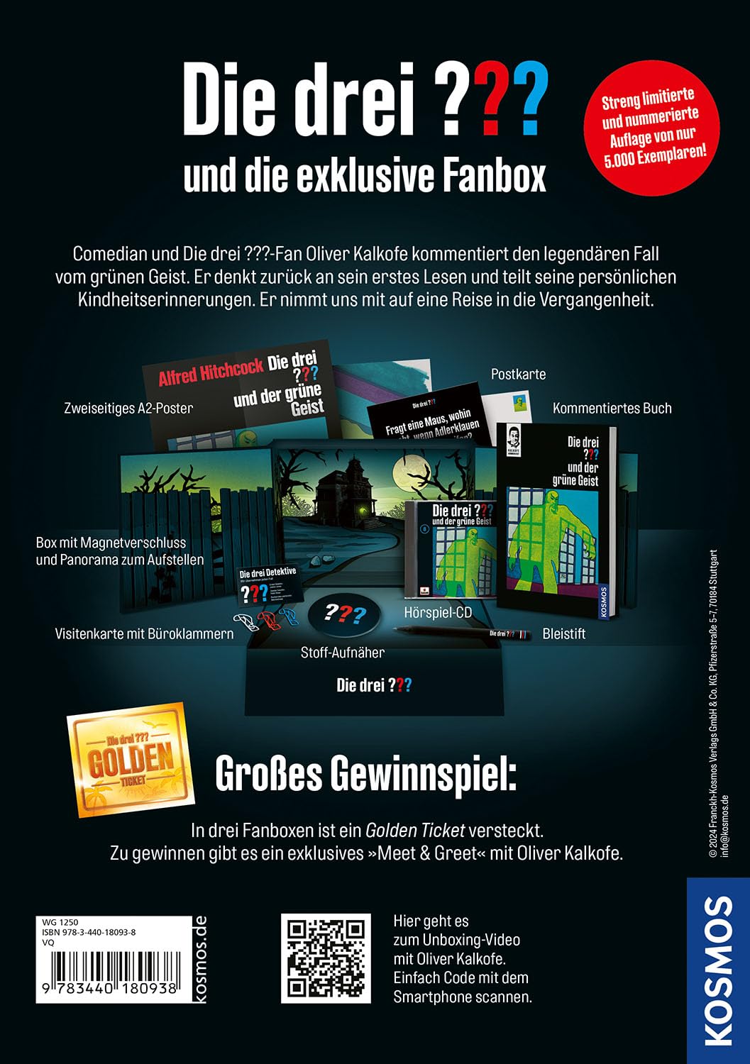 Kalkofe kommentiert. Die drei ??? und der grüne Geist: Exklusive Fan-Box. Limitierte Edition mit Buch und vielen Extras.