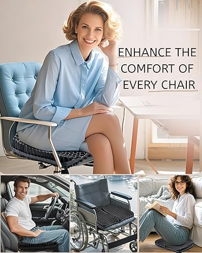 Miniatura 6 de Cojín de asiento de gel más grueso, cojín de asiento de gel 3D grande para silla de escritorio, cojín de huevo para alivio del dolor de ciática y