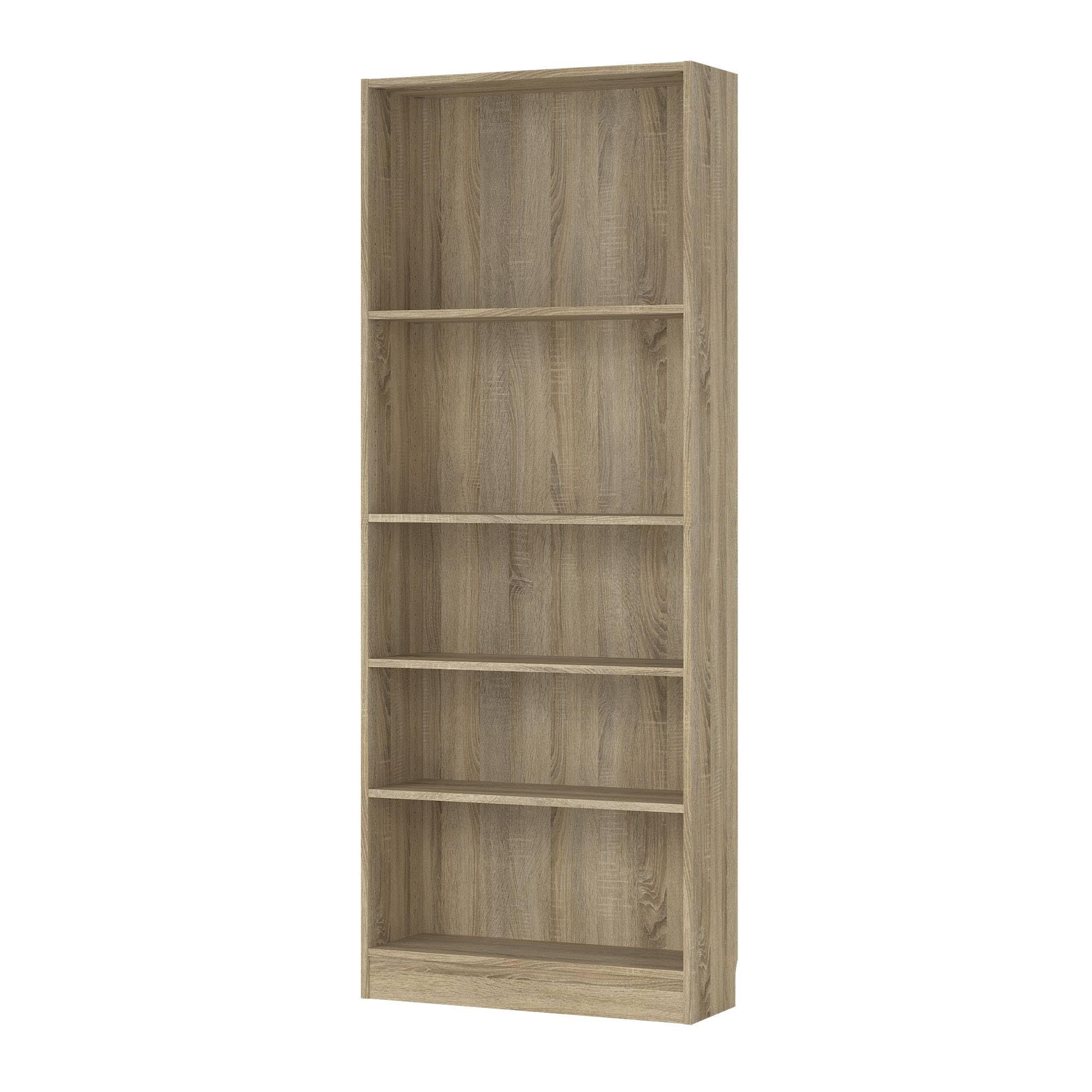 WELL HOME MOBILIARIO & DECORACIÓN Librería Estantería para Libros Turia con 4 estantes en Color Roble de 79 x 27 x 204 cm