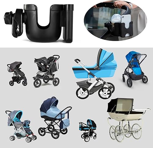 Miniatura 6 de Portavasos para cochecito con soporte para teléfono, portavasos para cochecito Uppabababy, soporte ajustable para bebidas, soporte universal 2 en 1
