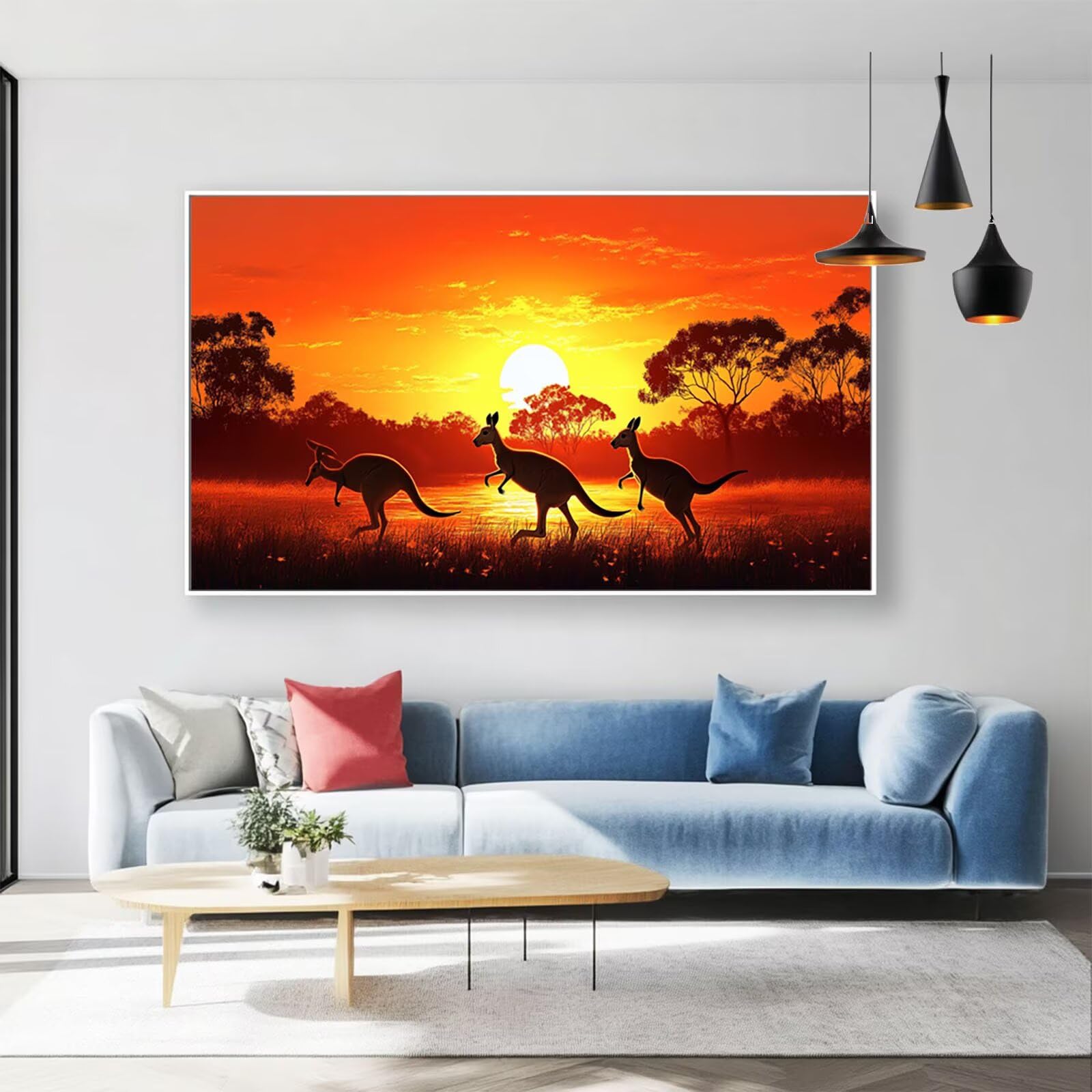 5D DIY Kangur, diamentowa sztuka dla dorosłych, zachód słońca, malarstwo diamentowe, kamienie strasu, zestaw do haftu krzyżykowego, 140 x 61 cm, płótno do malowania, sztuka ścienna i rękodzieło, dla