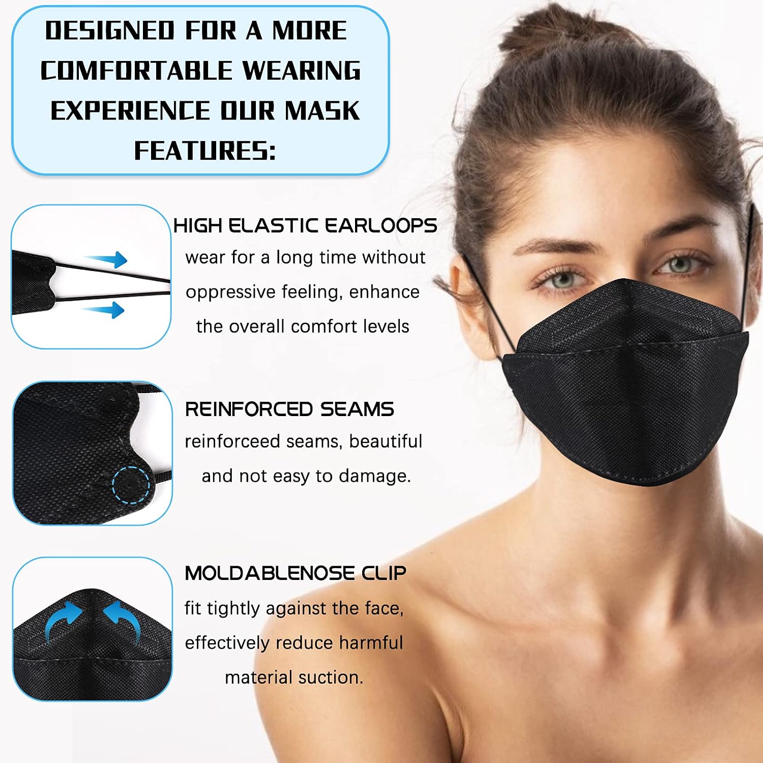 Kf 94 94n Masks Korean Fish Type Facemask, Men 3 4 Ply Layer Fabric Breathe Easy Sport Athletic Workout Madks with Nose Wire 3D Korea Cloth Adult Maskc Mascarillas Washable Reusable Face Mask Masks
