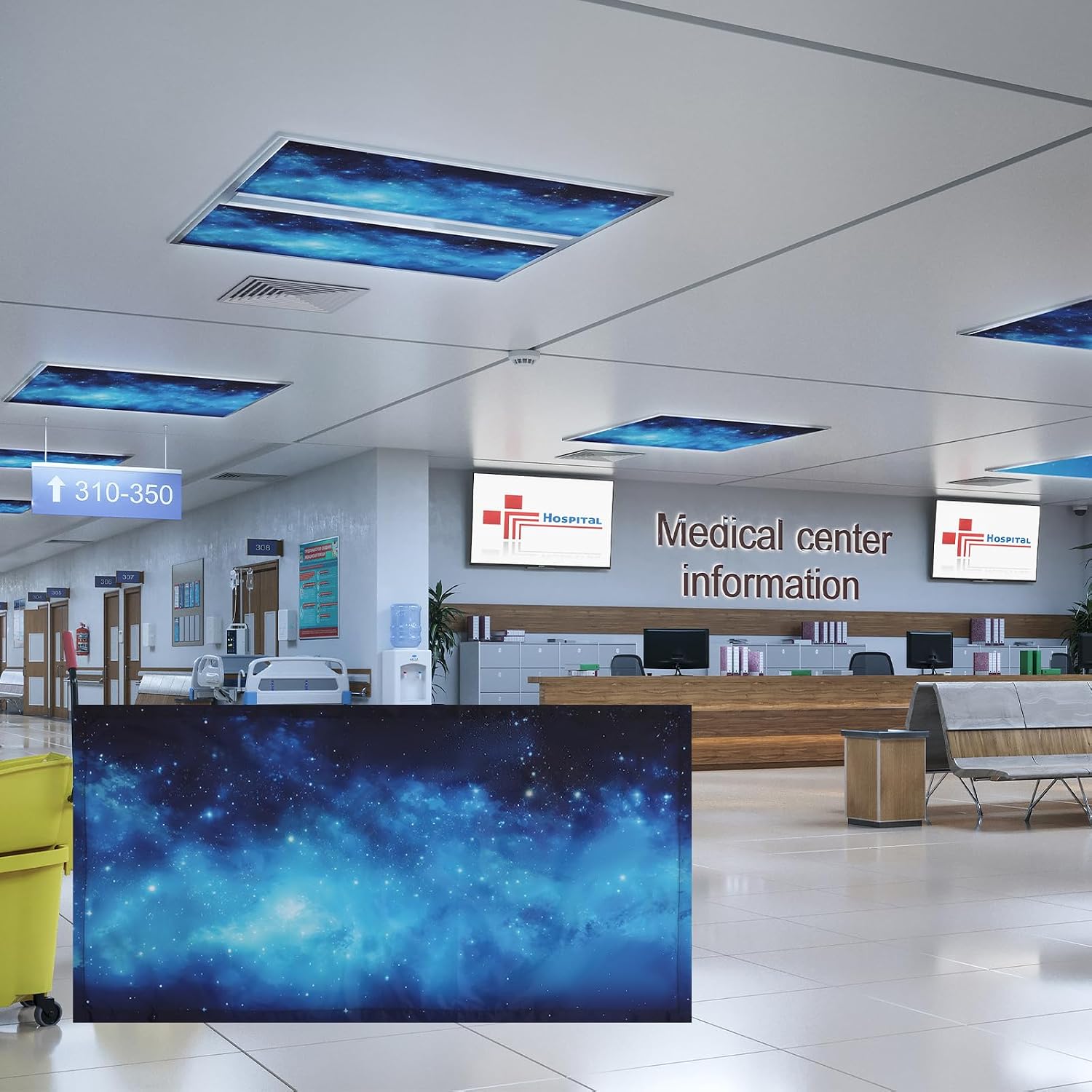 4Pcs Fluorescent Light Covers for Ceiling Lights,4x2 Feet Magnetic Light Covers,Drop Ceiling Lighting Covers Decor for Office,Kitchen,Classroom,Home,Hospitals (Starry Sky)
