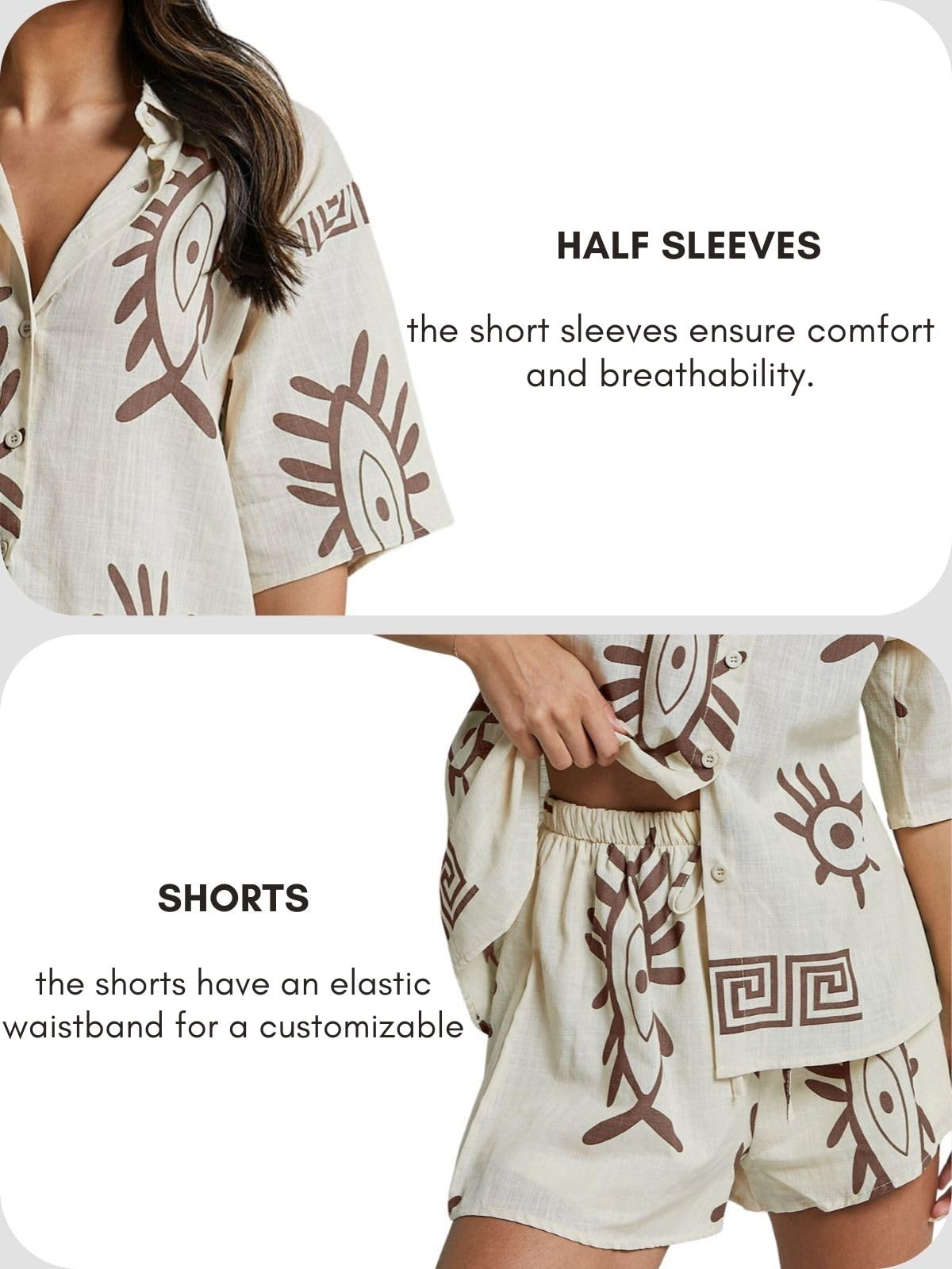 Leriya Fashion Co-ord - Conjunto de pijama elegante para mujer, conjunto de pijama de verano para mujeres y niñas para playa y vacaciones, traje de noche para mujer, conjunto de pijama estampado de