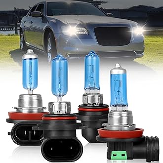 NSDXCT Fit For Chrysler 300 2011 2012 2013 2014 High Performance Halogen Headlight Bulbs 9012 High Low Beam+H11 Fog Light Bulbs, Super Bright Front Light Car Replacement Bulb Combo, 4PCS