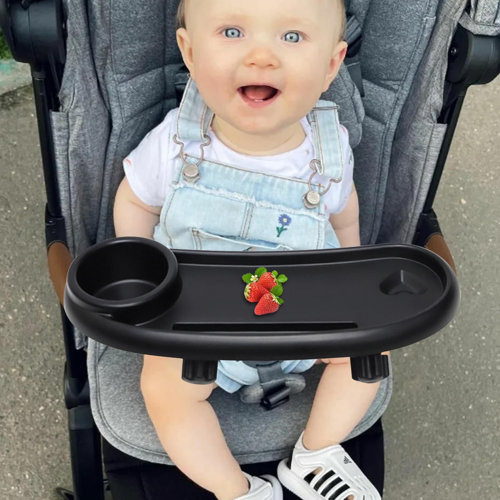 Snack Tray, ABS Pram Baby Tray with Cup Holder, Detachable Stroller Snack Tray with Phone Holder, Baby Tray For Stroller Stroller Tray with Cup Holder