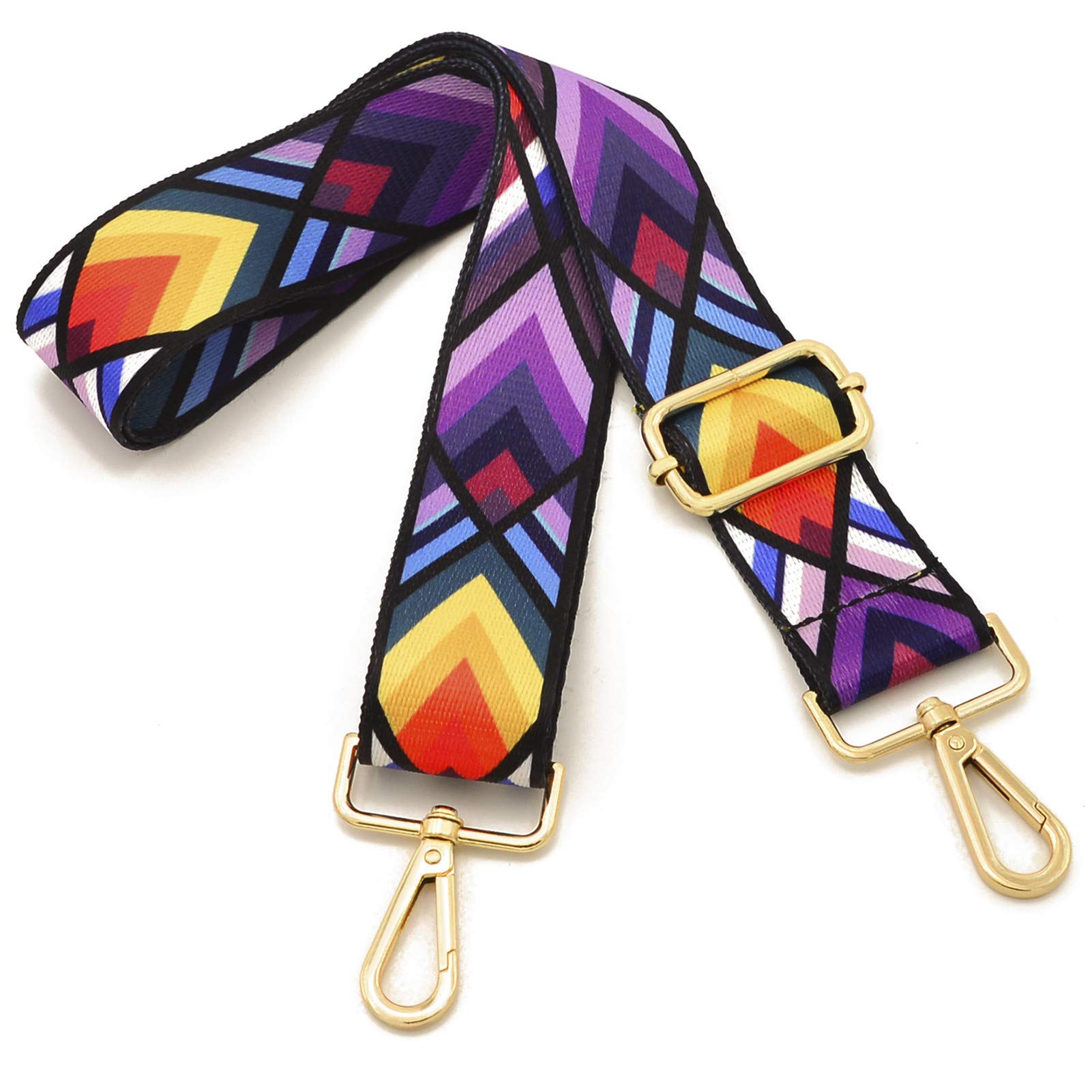 ROYGBCP Replacement Purse Strap Shoulder Strap Adjustable Crossbody Strap for Women Crossbody Wide Shoulder Bag, Rainbow-gold Metal, 3.8cm / 1.5in width, 23 - 51 in length