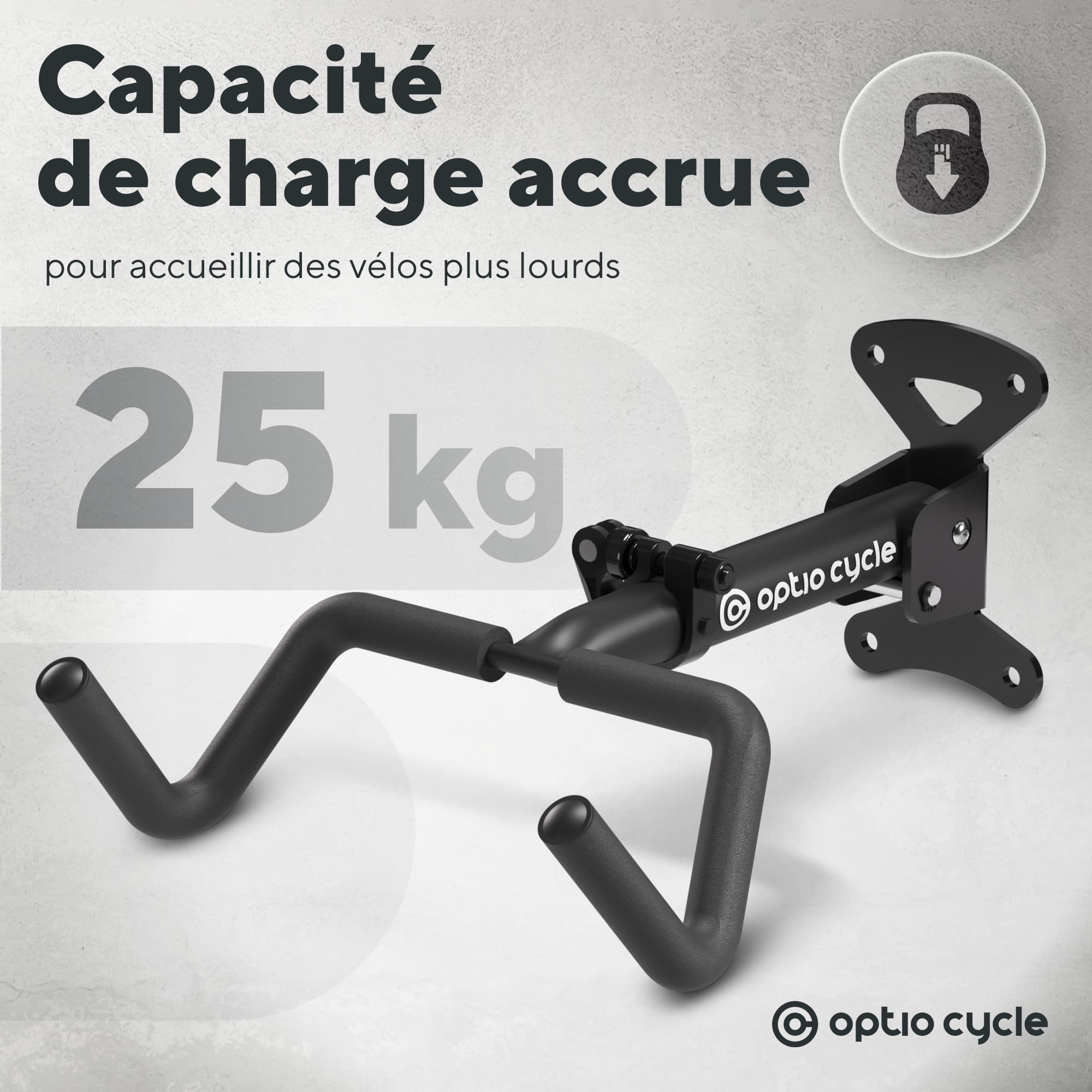 Support Velo Mural Horizontal Pliable – Porte Velo Mural pour E-Bike, VTT, Gravel et Route Jusqu’à 25 kg | Support Vélo Garage, Cave, Appartement avec Protection Cadre